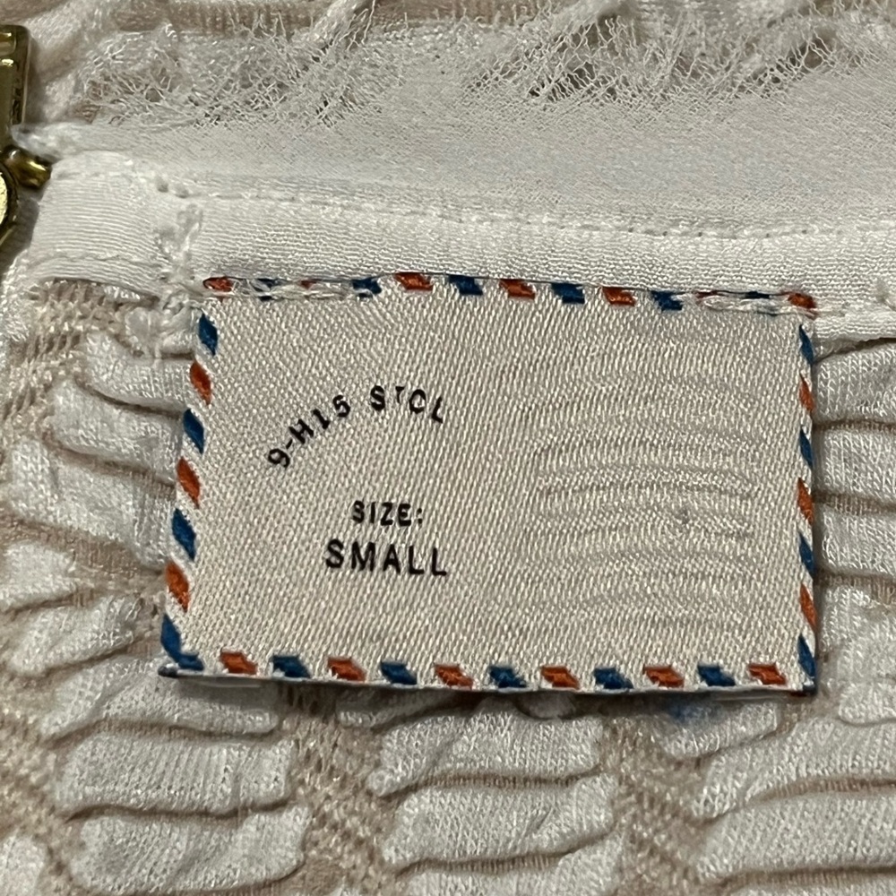 Anthropologie Postmark Textured Tank Top Small Cream Boho Sleeveless Fringe Hem - Picture 3 of 5